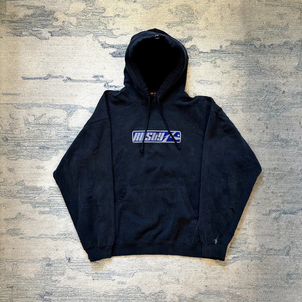 Vintage Rusty 90s Thrashed Hoodie Surf Skate Grunge Y2K XL